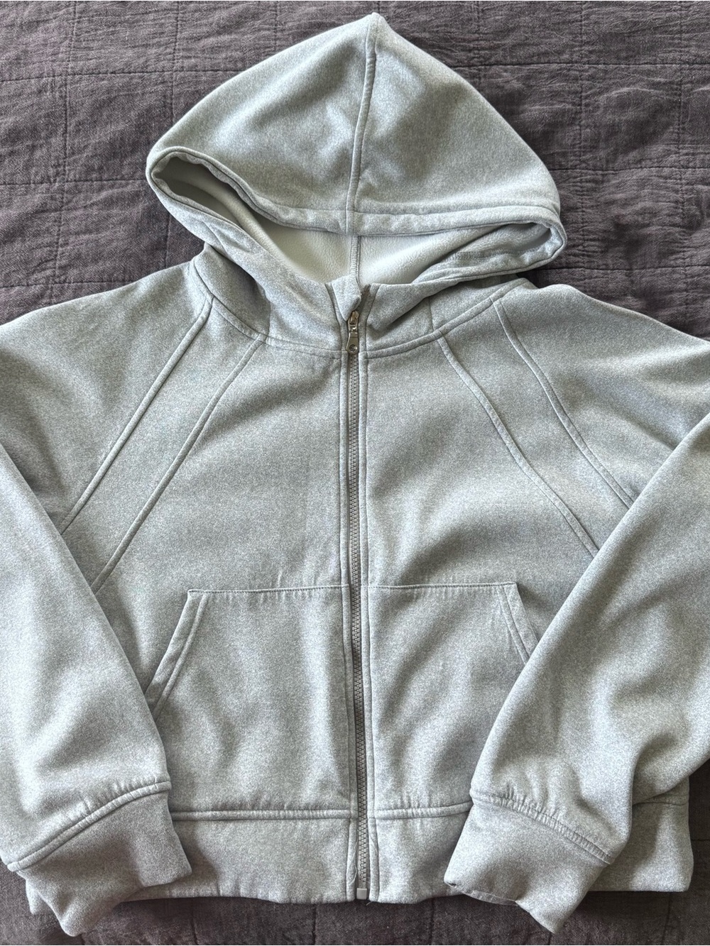 Cozy Light Gray Full-Zip Hoodie